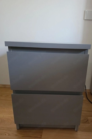 IKEA MALM Kommode Nachttisch 2 Schubladen grau lasiert