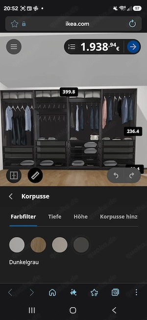 IKEA PAX Kleiderschrank 400   236 cm   Dunkelgrau