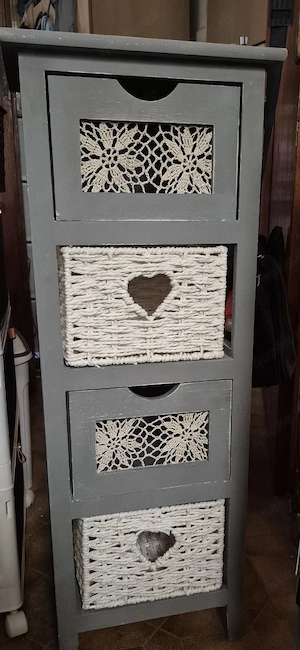  Schmales Shabby-Chic Schubladenregal   Kommode in Grau (Landhausstil)