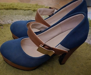 WILDKATZEN Plateau-Pumps High Heels Blau   Braun   Gr. 35]