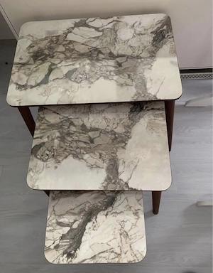 3er Set Beistelltische   Satztische   Marmoroptik (Wie neu)
