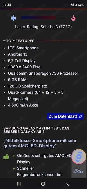 Samsung A71 in Türkis mit 128 GB Speicher gebraucht Bild 8