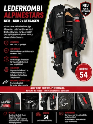 AlpineStars GP-Force Chaser 2-teiliger Lederkombi Gr. 54 - wie neu!
