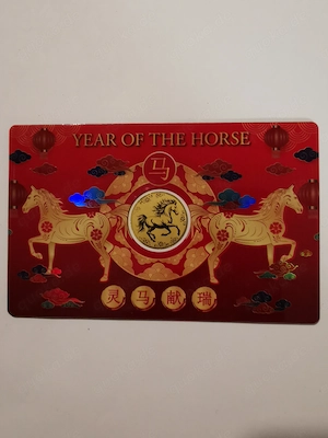 Goldmünze in Coincard "Year of the Horse" 1 1000 oz 999er Feingold, nur 50.000 Stück!