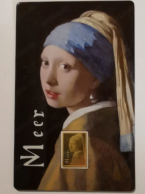 Goldbarren berühmte Maler "Vermeer - Das Mädchen mit dem Perlenohrring" in Coincard, 1 1000 oz 999er