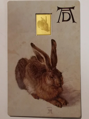 Goldbarren berühmte Maler "Albrecht Dürer - Der Hase" in Coincard, 1 1000 oz 999er Feingold
