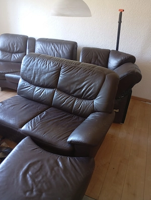 Gemütliche Ledercouch Sofa mit recamire
