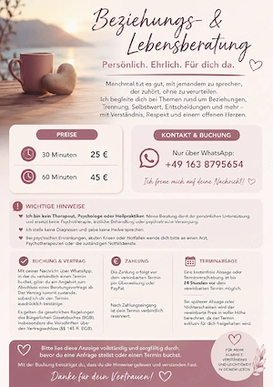 Beziehungs- & Lebensberatung   Persönlich, ehrlich und wertschätzend