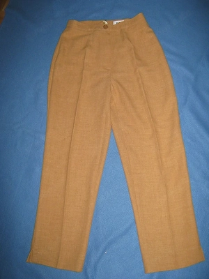 NEU VINTAGE Business Freizeit Leinen Struktur Anzug High Waist Hose BIBA by ESCADA 34-36  XS-S mais