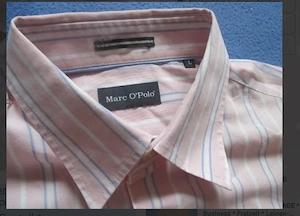 NEU Business Freizeit Streifen Kurzarm Hemd Marc O'Polo 41-42  L ros  hell blau weiß Pastell