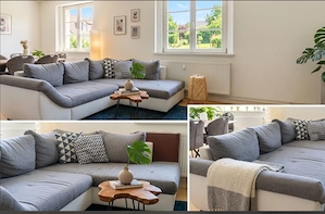 Stilvolle Schlafcouch weiß grau. Zeitlos . Junges Wohnen. Sofa in Mannheim ab September