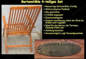 neuwertige Gartenstühle 4-teiliges Set, Teakholz