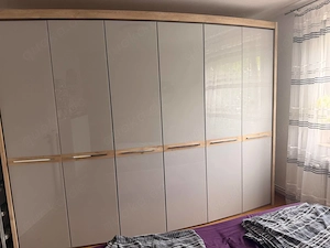 Kleiderschrank mit Glasfront, Kleiderschrank, Glasfront, Weißglas
