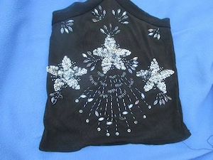 Glitzer Pailetten Stickerei Neckholder Seiden Chiffon Blusen Top T-Shirt BLASTING 36-38 S schwarz