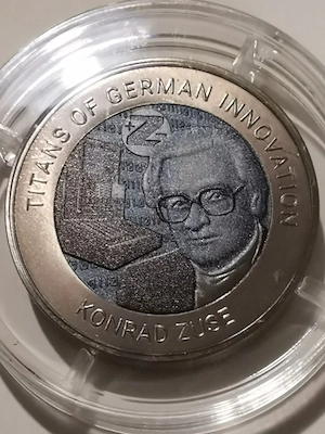 Titan-Münze "Titans of German Innovation - Konrad Zuse" 1 Unze 990 Feintitan mit Zertifikat