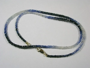 NEU: Collier   Kette mit Saphir shaded, 585 Gold Karabiner