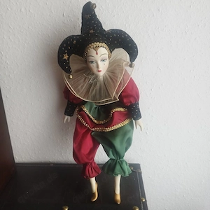 Harlekin Puppe mit Porzellankopf! 