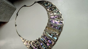 Vintage Collier mit Seeopal Alpacca Mexiko 