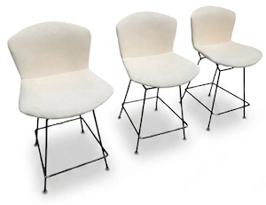 Original Knoll International Bertoia Counter Stools 3er Set Rilsan Schwarz Vintage 1970er