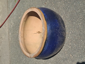 Pflanztopf, Ton, gebrannt und glasiert, rund ca. 51 D x 33 h