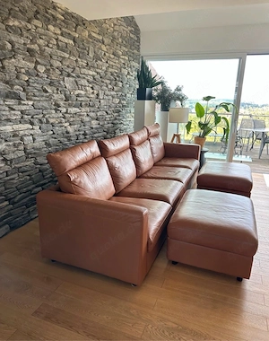 IKEA VIMLE Ledersofa in Goldbraun