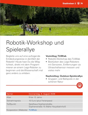 Ticket Sommerferien Robotik-Workshop und Spielerallye am 6.8.