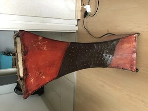 Lampe, Bodenleuchte, Leder Metall, Höhe ca. 60 cm, mit leuchtmittel, Energiesparlampe 
