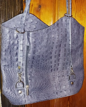 NEU graue Lederhandtasche