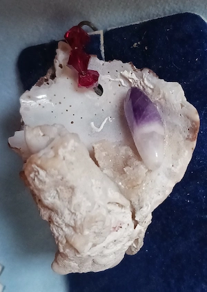 Unikat Muschel-Anhänger mit Amethyst & Swarovski Perlen