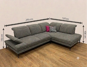 Wohnlandschaft Rubio 293x197 cm Ecksofa mit Kopfstützen Couch