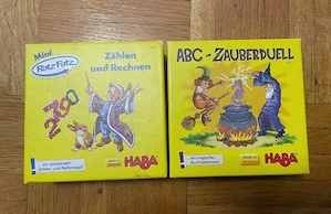 2x HABA Lernspiele Zählen und Rechnen und ABC-Zauberduell komplett
