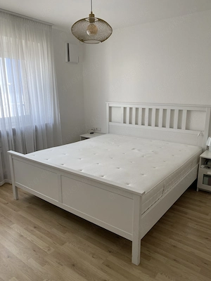 IKEA Bettgestell weiß gebeizt 180x200 cm, 2x Federholzrahmen 90x200 cm + Taschenfederkernmatratze