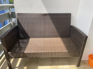 2x Gartenbank 2-Sitzer aus Rattan (Kunststoff)