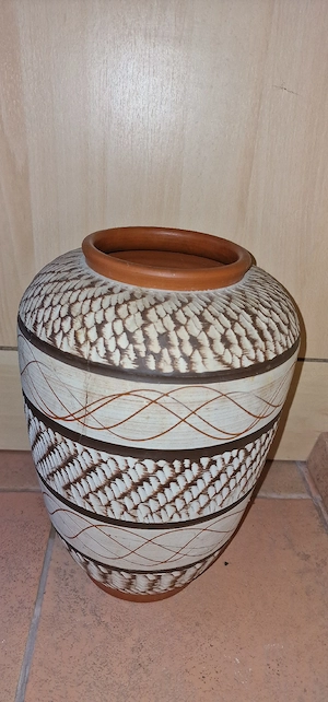 Vintage AKRU Klinker Bodenvase 35 cm | Alfred Krupp 50er 60er Jahre | Dekor Kamila