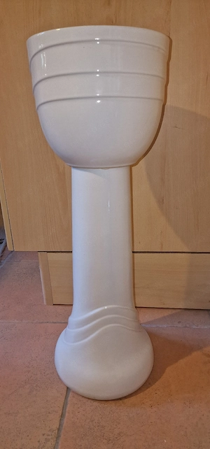 Vintage Blumensäule Keramik weiß 61 cm Pflanzenständer Übertopf Retro 80er