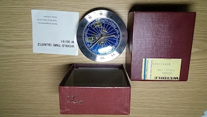 WEHRLE world time Quartz W 80 81 Tisch od. Wanduhr in Original Geschenkbox neuwertig unbenutzt
