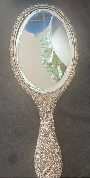 Prachtvoller antiker Handspiegel aus 925 Sterling Silber England