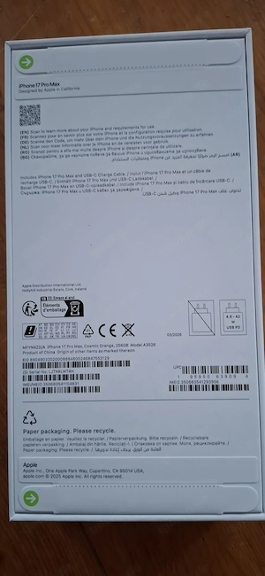 **Apple iPhone 17 Pro Max   256 GB   Neu & Original versiegelt**