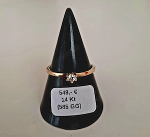 585 - Gelbgold Verlobungs-Ring mit Zirkonia in Krappenfassung