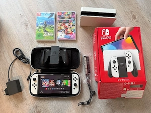 Nintendo Switch OLED-Modell Weiß Mit Spielen