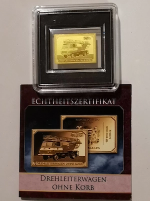 Goldbarren Löschfahrzeug "DDR-Robur" 1 1000 oz 999er Feingold mit Zertifikat