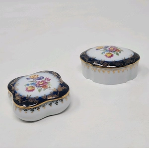 2x Vintage Porzellan Dosen PM Martinroda Kobaltblau & Gold