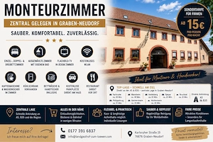 Monteurzimmer   Monteurwohnung   Langzeitmiete - Graben-Neudorf   unterkunft   zimmer 