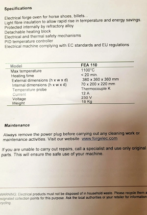 FORGELEC Elektroofen Hufschmied Bild 2