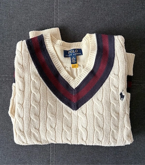 Polo Ralph Lauren Cricket Pullover creme V-Ausschnitt