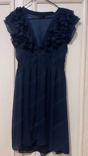 Elegantes dunkelblaues Kleid mit Rüschen (Gr. M)