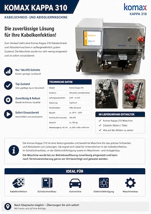 Komax Kappa 310   Top Zustand   nur 166.695 Schnitte   aus eigener Betriebsauflösung Bild 2