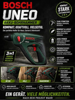 Bosch Uneo Akku-Bohrhammer   Kompakt & Kraftvoll