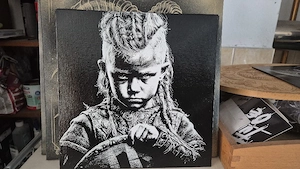 Schildmaid auf Leinwand 250x250mm 