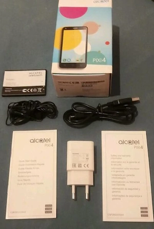 Original Zubehör: Alcatel PIXI 4 (5) Handb. Ladegerät Strecker Kopfhörer Akku, ohne Handy